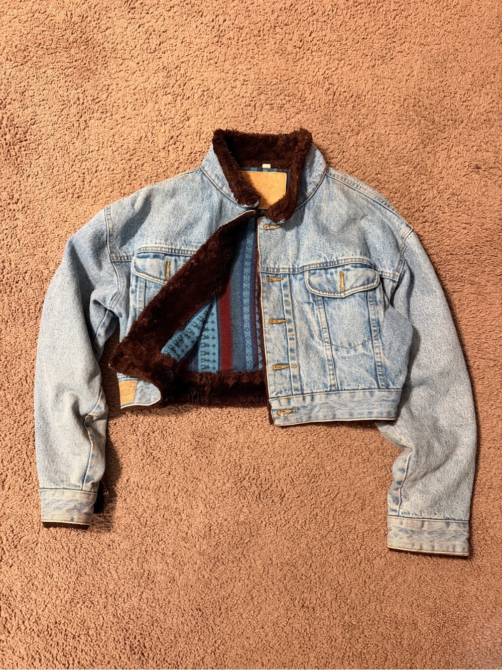 Vintage Sherpa-Lined Denim Jacket | Light Wash Unisex